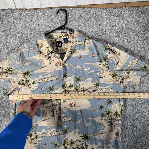 Vintage 90s Y2K GAP Hawaiian Shirt M Aloha Coastal Grandpa Resort Surf Skater - Picture 3 of 8